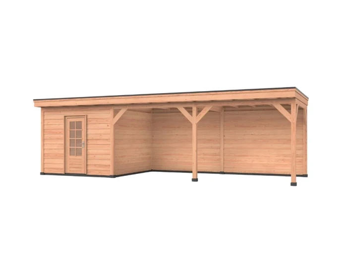 Douglas overkapping, 900 x 300, Met achterwand en schuur, Westwood DIY - Afbeelding 1